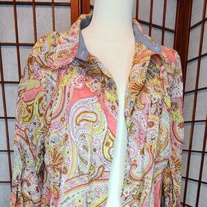 Tommy Hilfiger Women’s XL Paisley Button-Up Top — Lightweight 100% Cotton